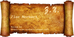Zier Norbert névjegykártya